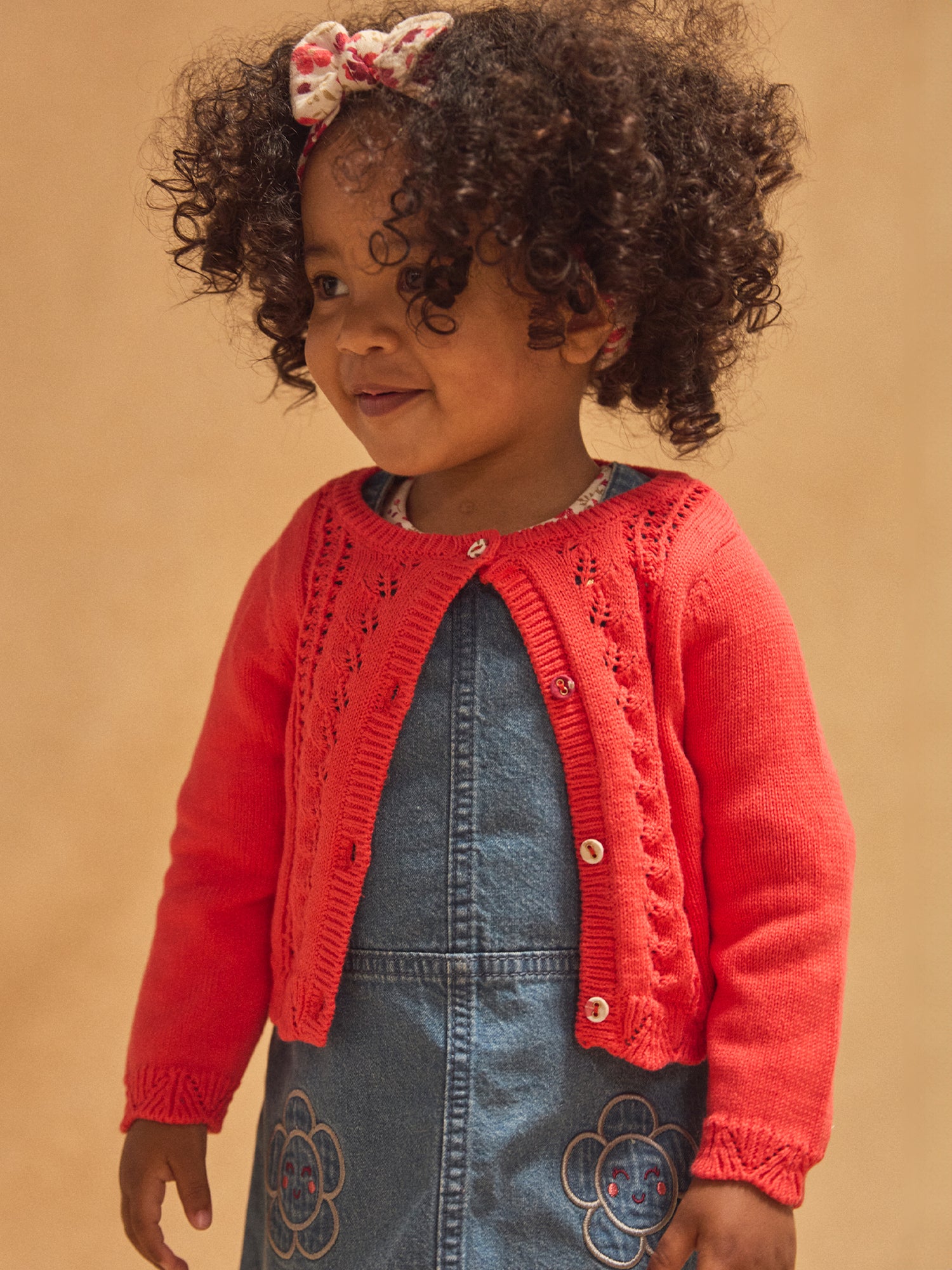 Cardigan ajouré rouge Bébé Fille